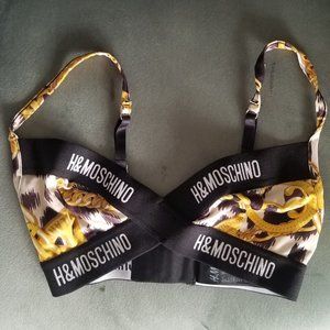H&Moschino Soft-Cup Microfiber Bra Top Logo on elastic straps